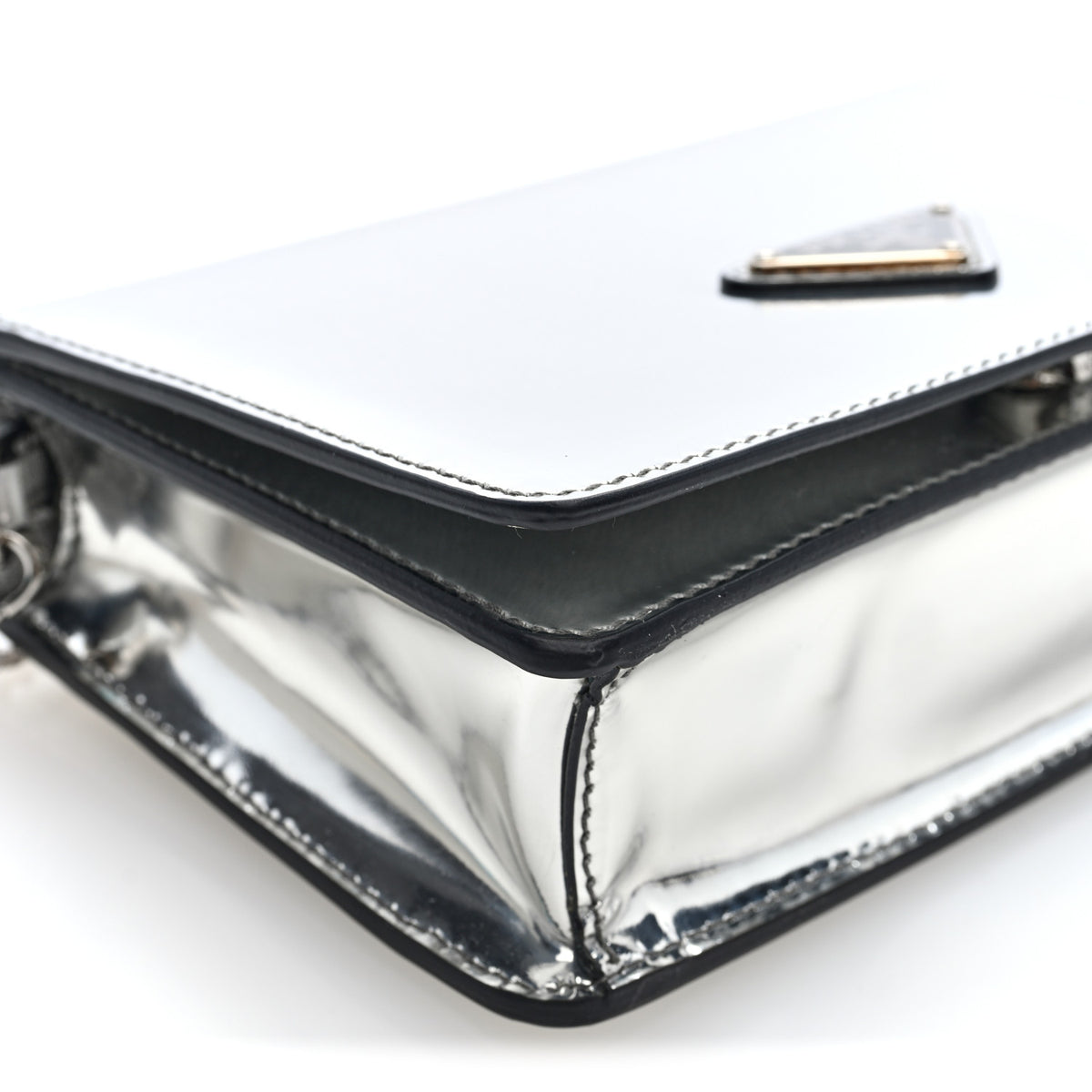 Prada Spazzolato Flap Slide Chain Shoulder Bag Argento Argento 8 of 9