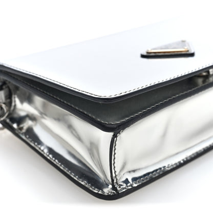 Prada Spazzolato Flap Slide Chain Shoulder Bag Argento Argento 8 of 9