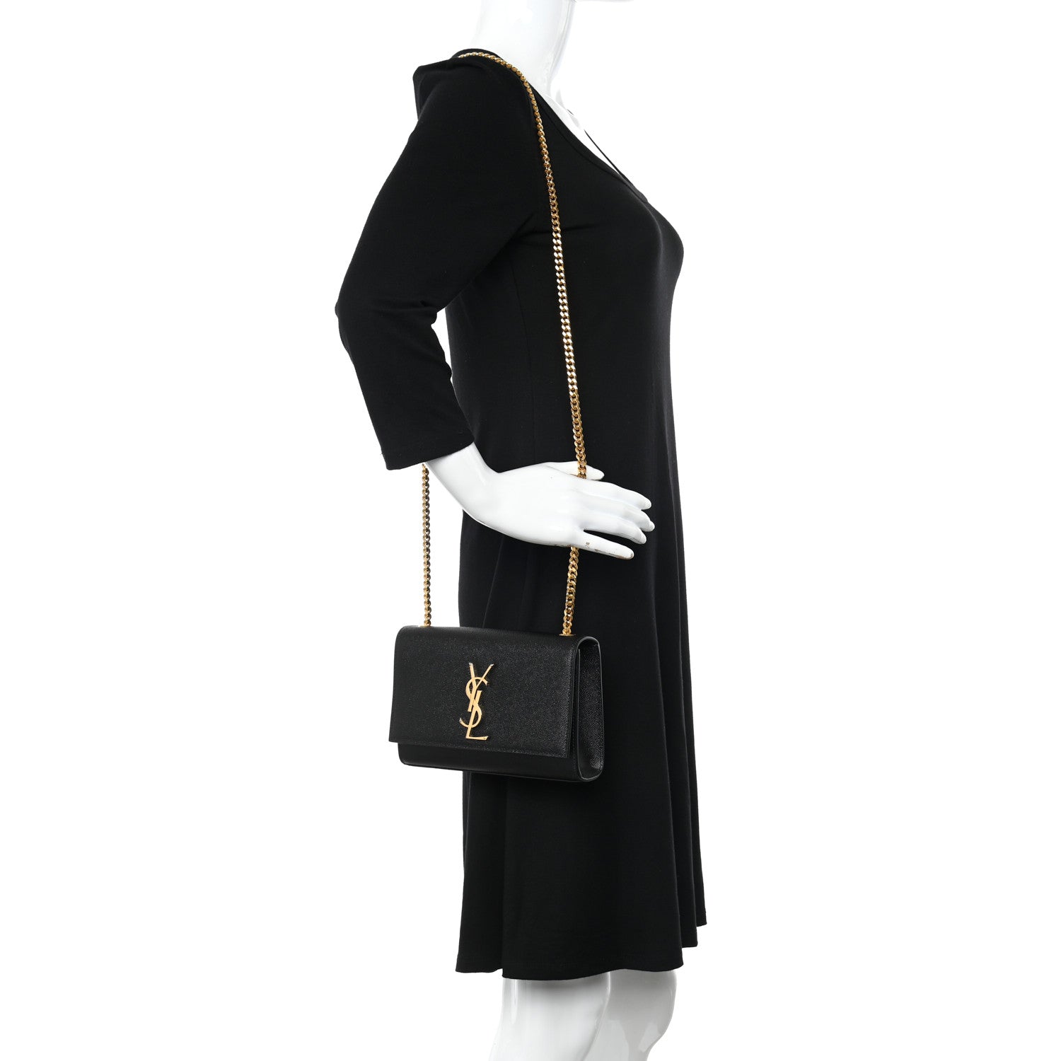Saint Laurent Grain De Poudre Small Monogram Kate Satchel Black 2 of 9