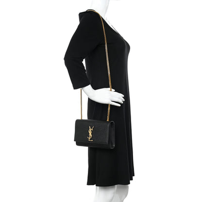 Saint Laurent Grain De Poudre Small Monogram Kate Satchel Black 2 of 9