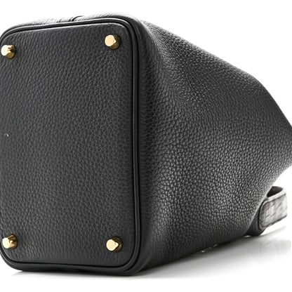 Hermes Taurillon Clemence Matte Alligator Picotin Lock Touch 18 PM Black 10 of 11