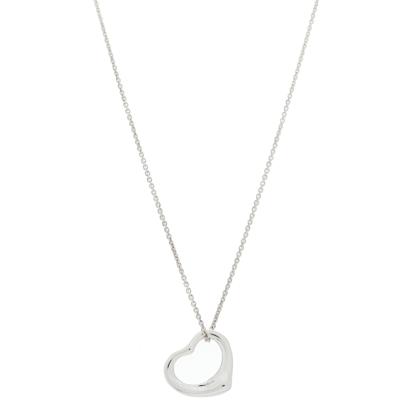 Sterling Silver 16mm Elsa Peretti Open Heart Pendant Necklace