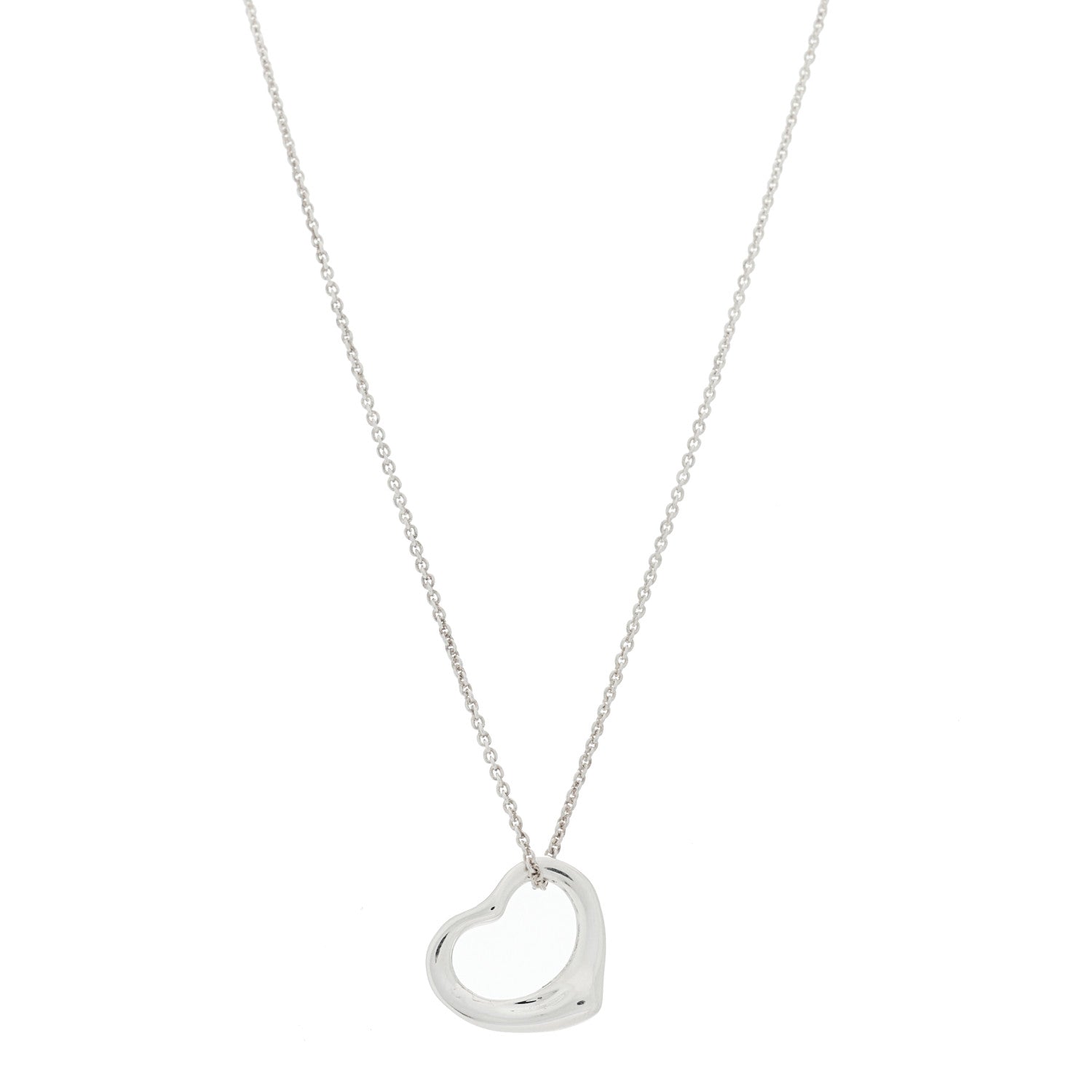 Tiffany Sterling Silver 16mm Elsa Peretti Open Heart Pendant Necklace 1 of 5