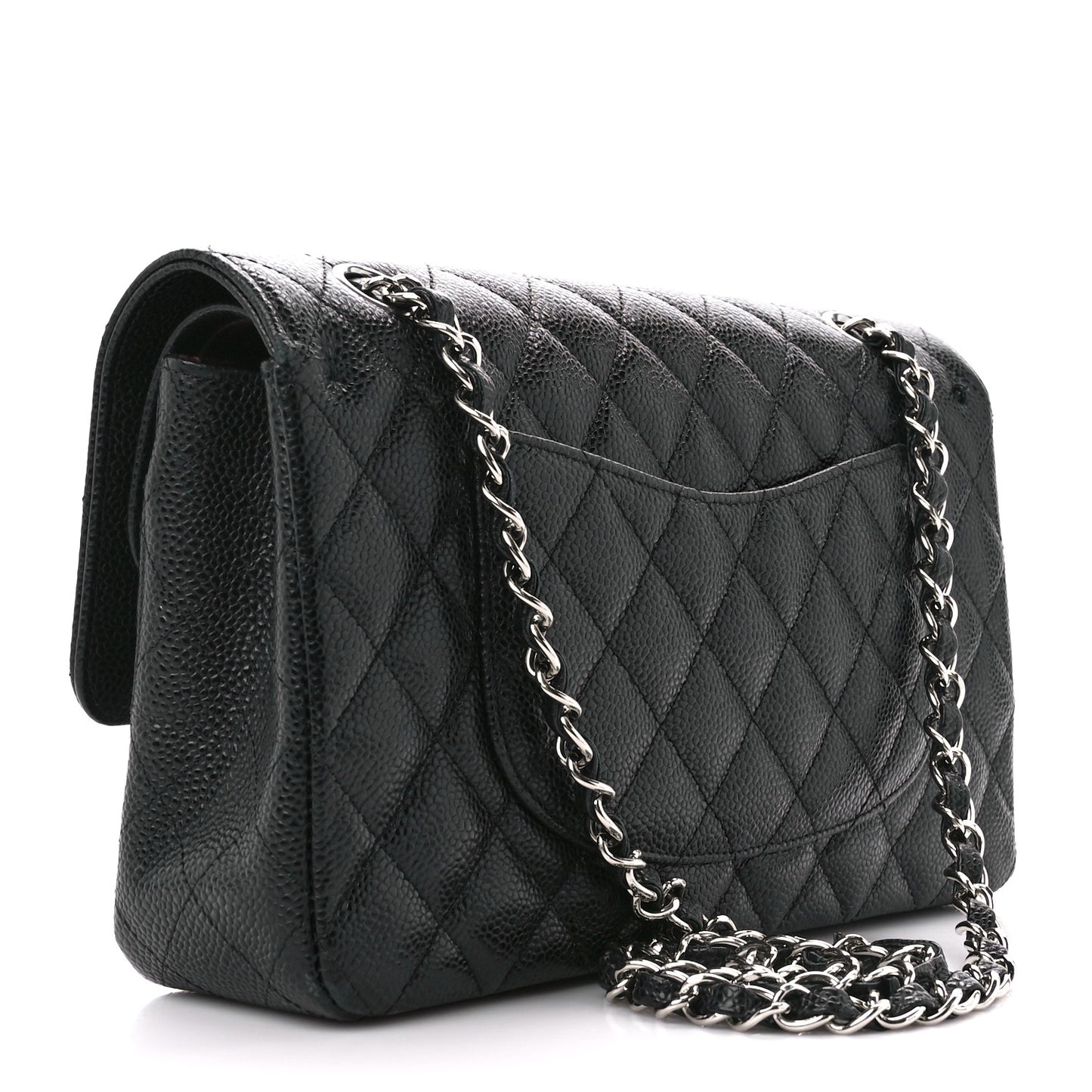 Caviar Quilted Medium Double Flap Black