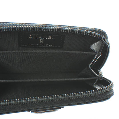 Chanel Lambskin Quilted Zip Around Boy Coin Purse Wallet Black 5 of 7