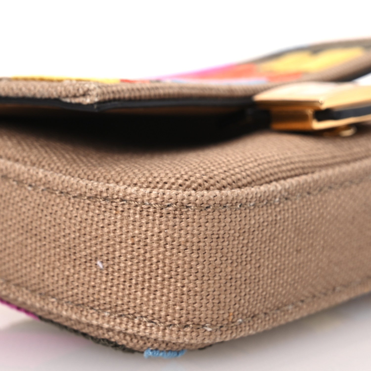 Fendi Canvas Vitello King FF Multicolor Embroidered Nano Baguette Charm Multicolor Cuoio 8 of 12