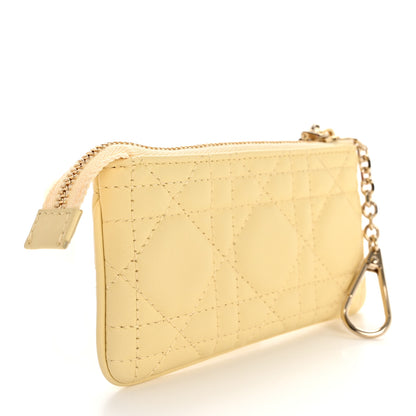 Christian Dior Lambskin Cannage Lady Dior Zipped Key Case Soft Yellow 3 of 8