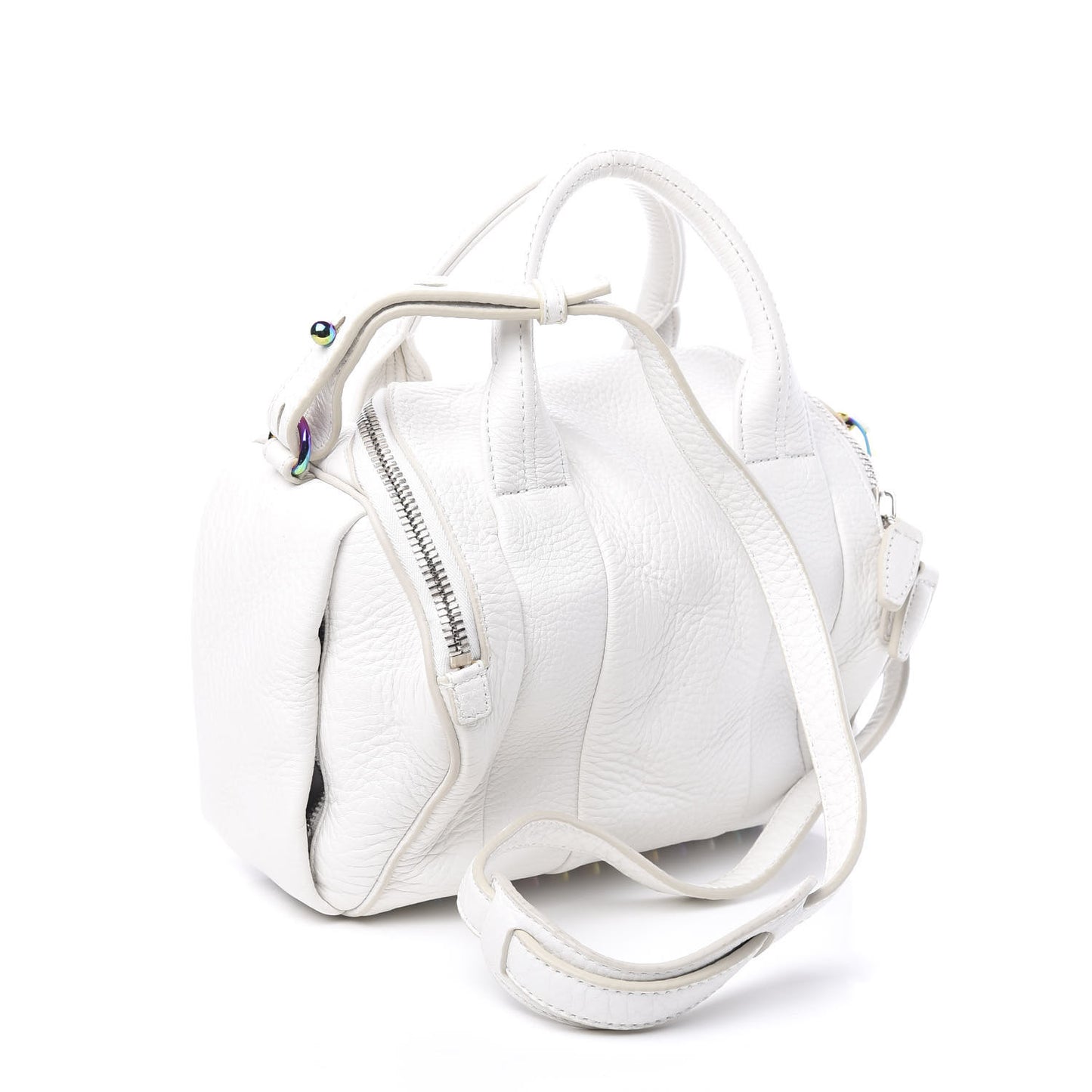 Pebbled Lambskin Rockie White Iridescent Hardware