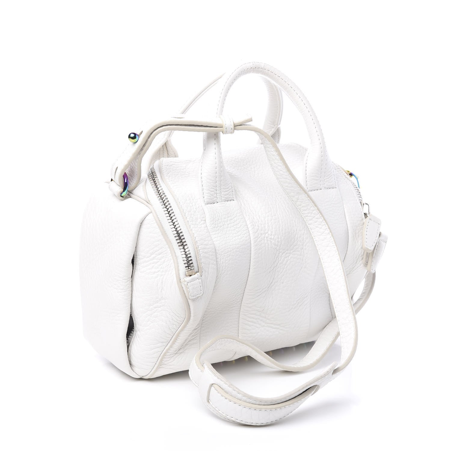 Alexander Wang Pebbled Lambskin Rockie White Iridescent Hardware 2 of 8
