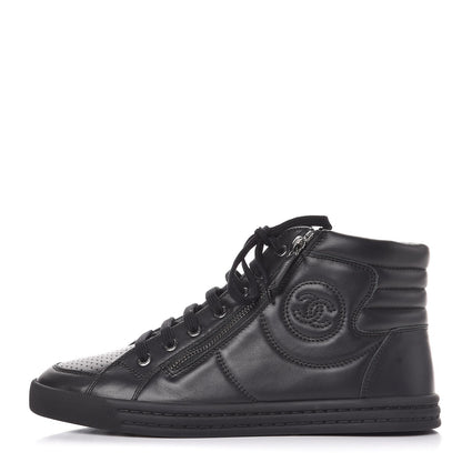 Chanel Calfskin High Top CC Sneakers 39 Black 1 of 11
