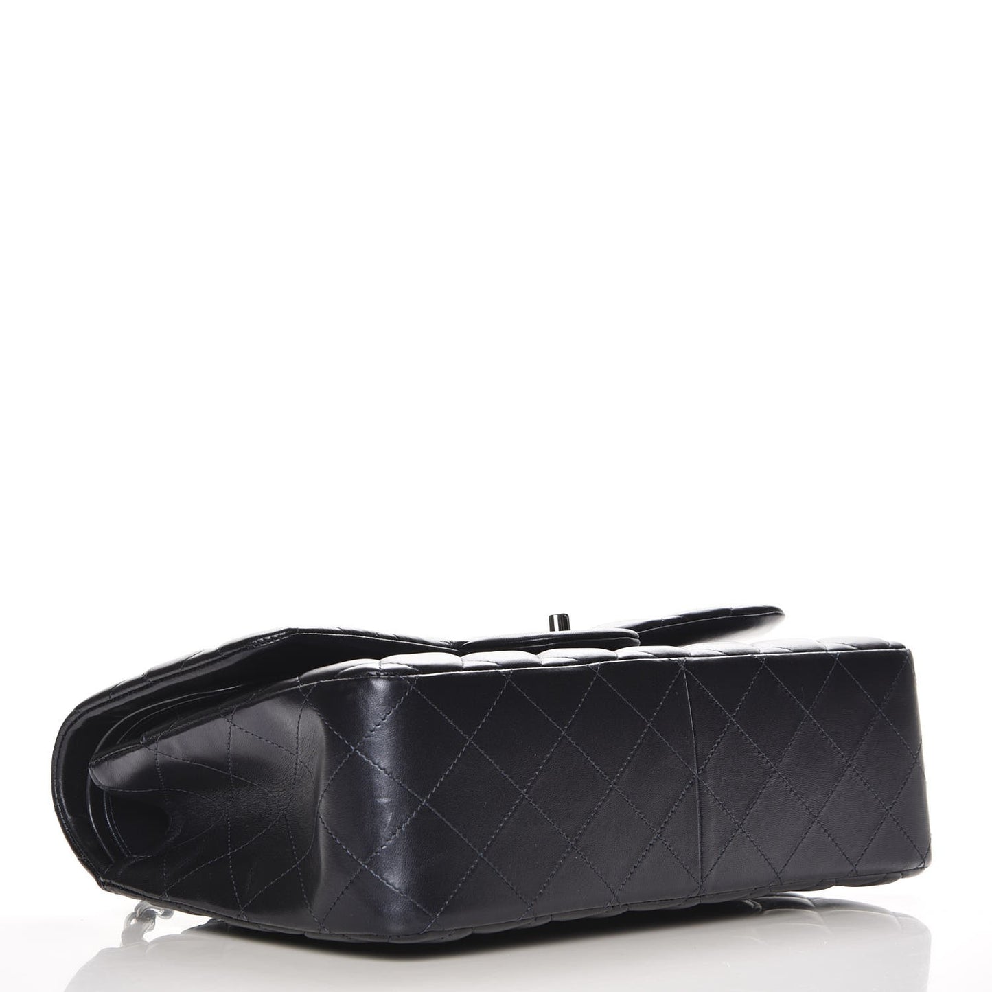 Metallic Lambskin Quilted Jumbo Double Flap Navy