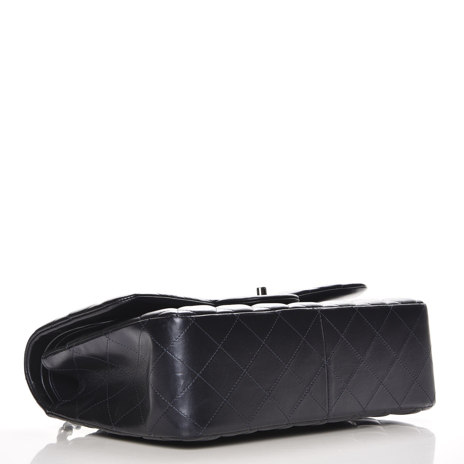 Chanel Metallic Lambskin Quilted Jumbo Double Flap Navy 4 of 7