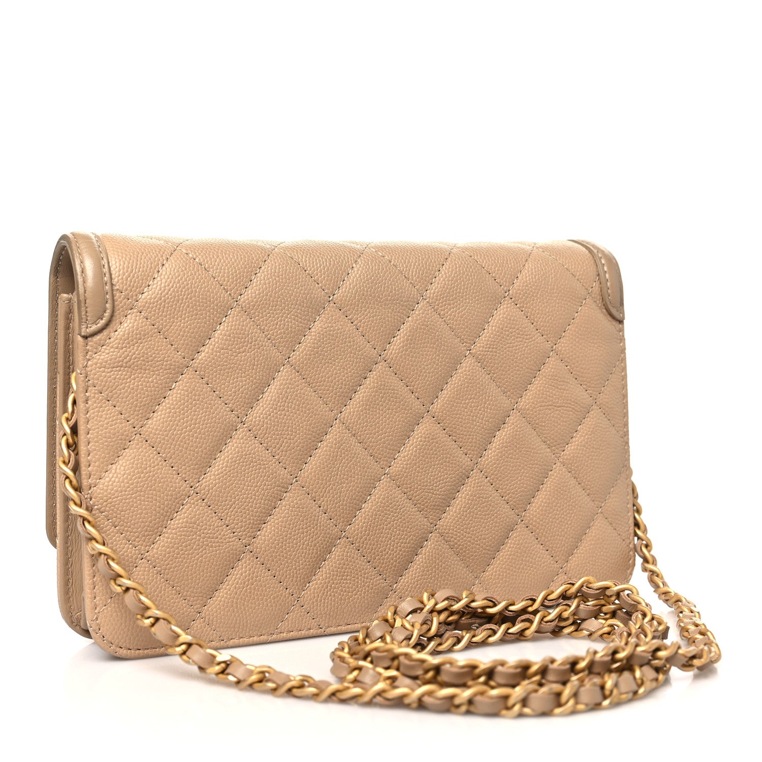 Chanel Caviar Quilted CC Filigree Wallet On Chain WOC Beige 3 of 13