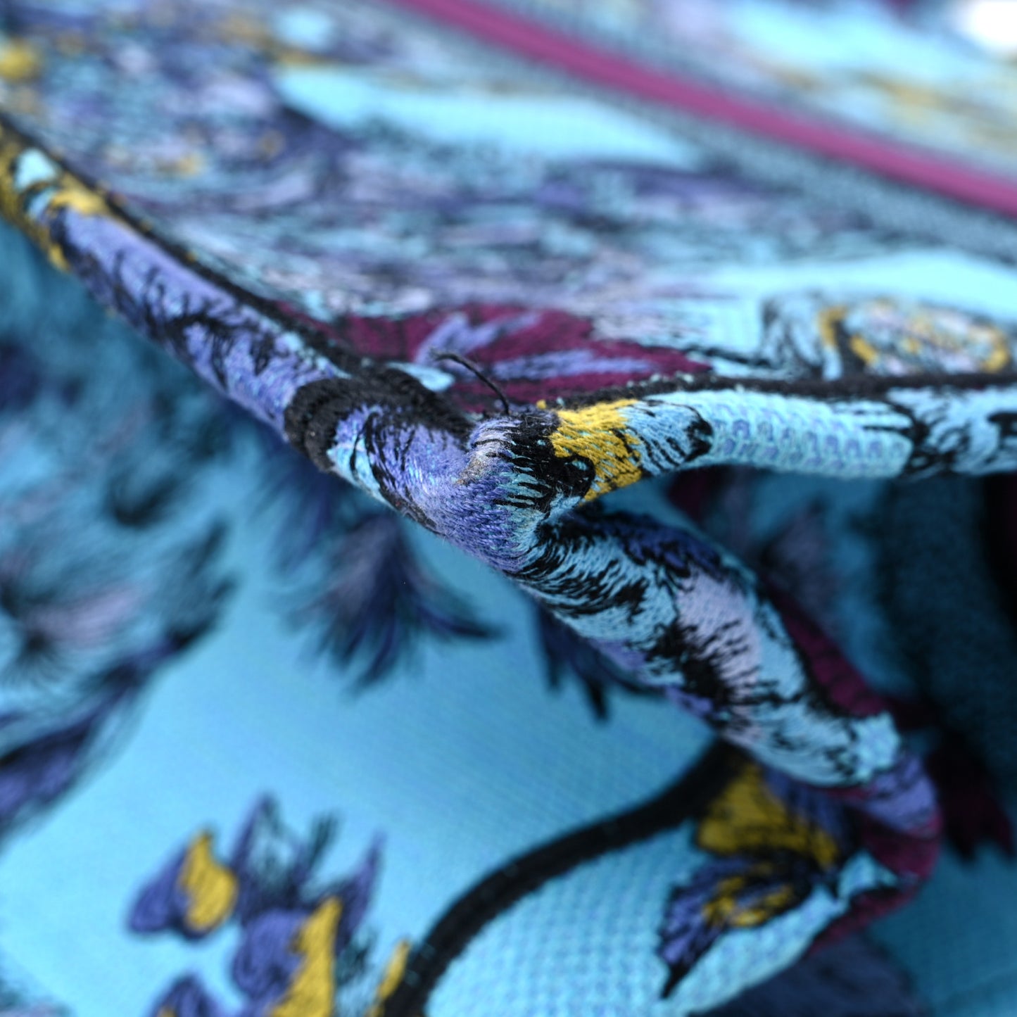 Canvas Embroidered Large Toile de Jouy Voyage Book Tote Celestial Blue
