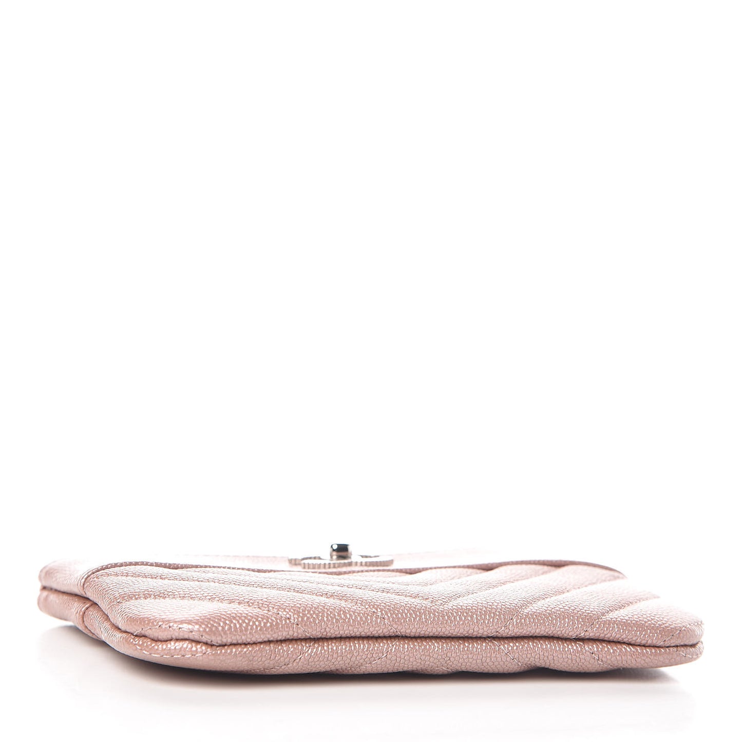 Metallic Caviar Chevron Quilted Small Vintage Mademoiselle Cosmetic Case Pink