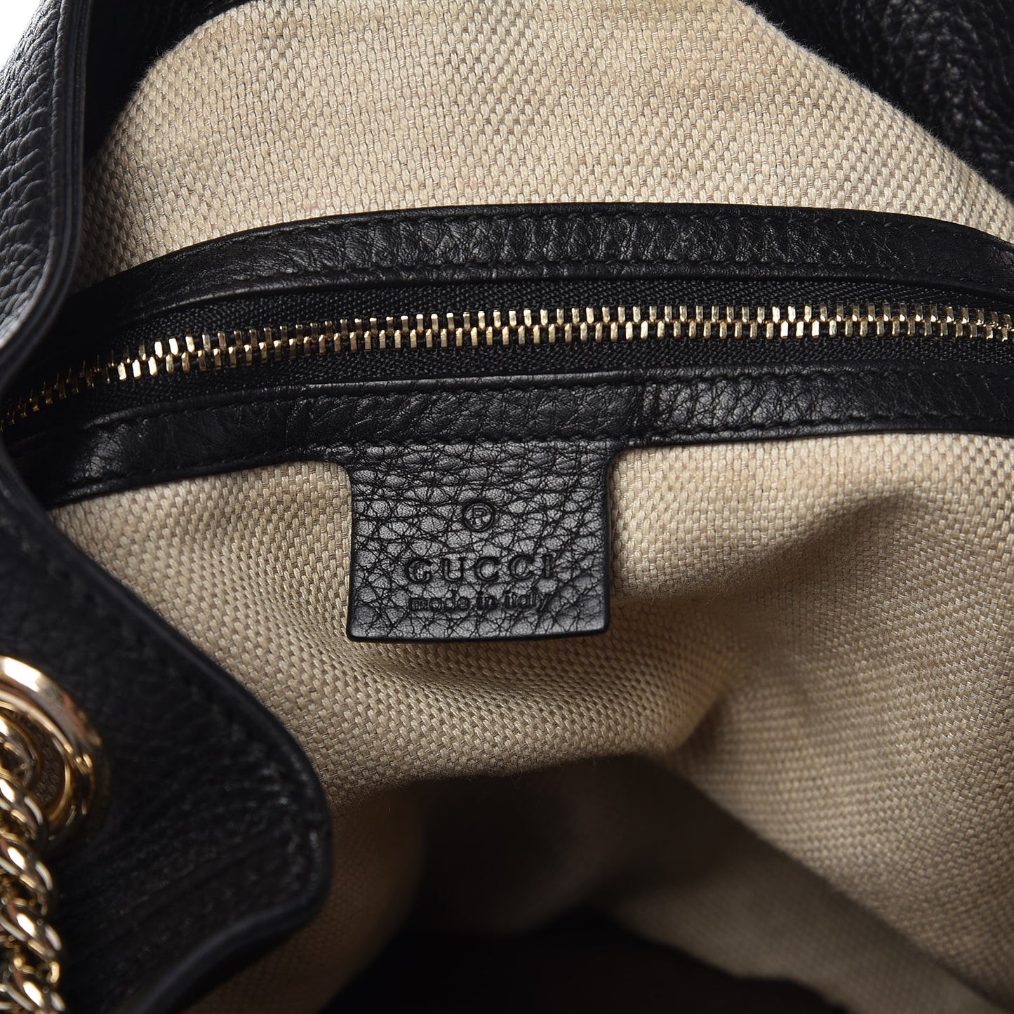 Pebbled Calfskin Medium Soho Chain Shoulder Bag Black