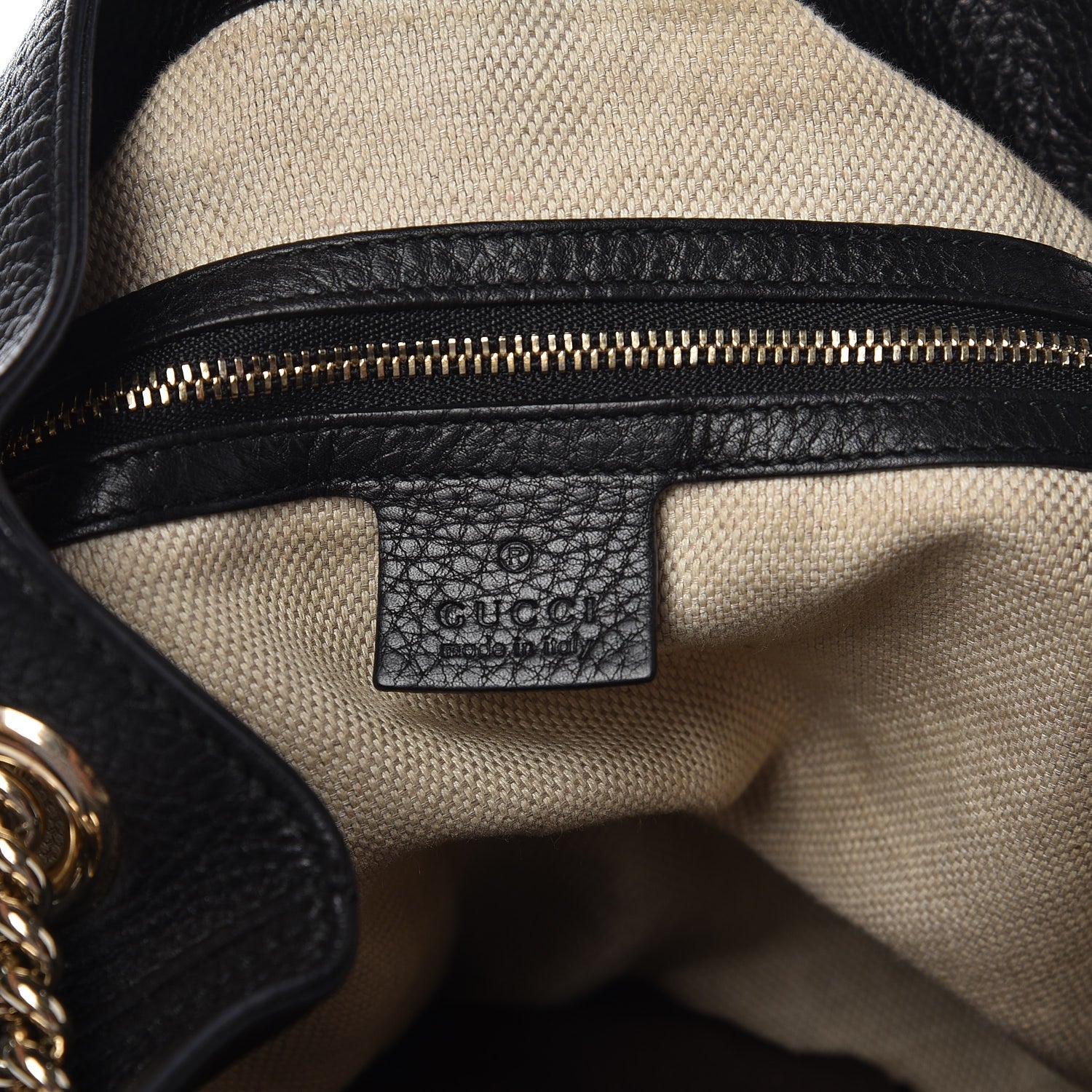 Gucci Pebbled Calfskin Medium Soho Chain Shoulder Bag Black 6 of 8