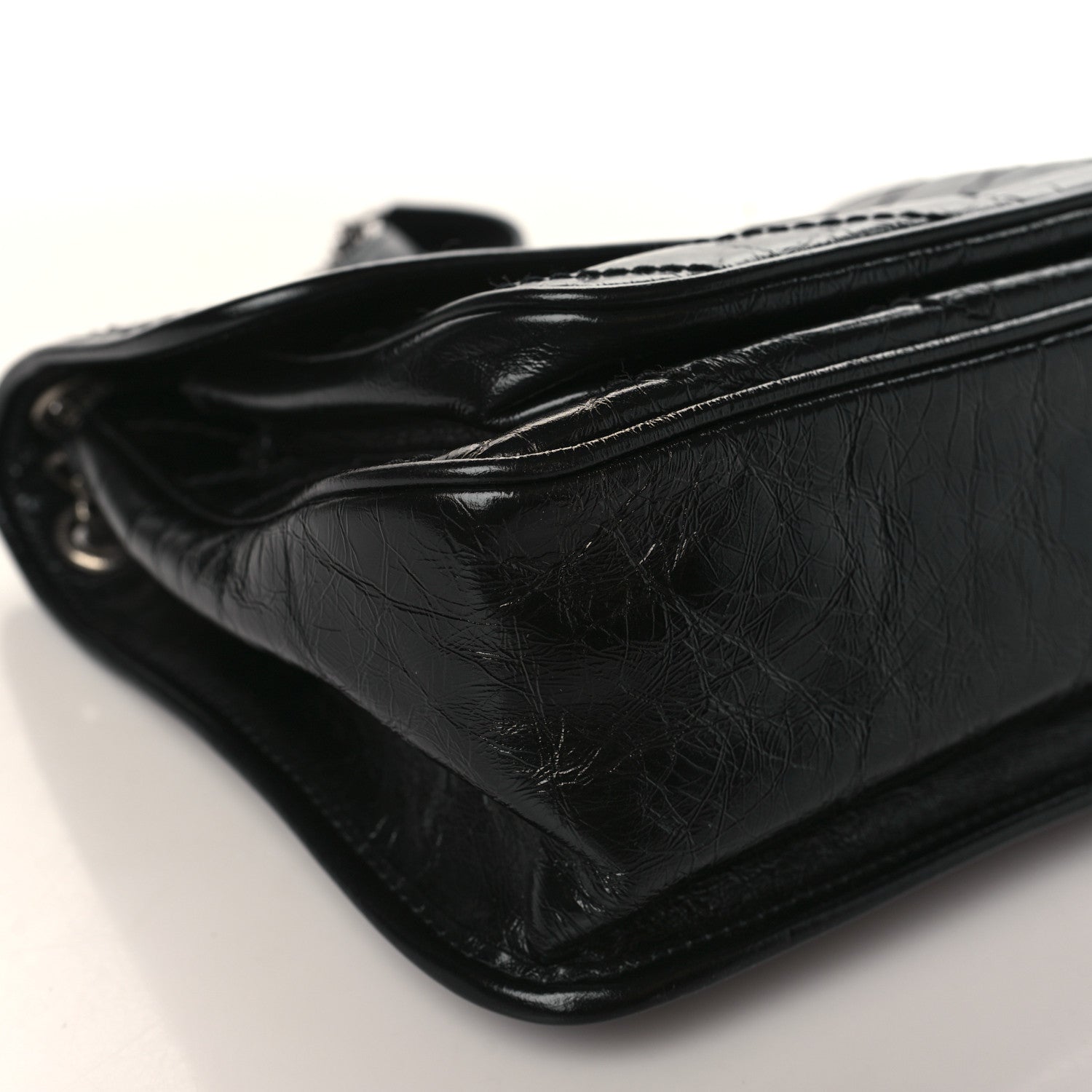 Saint Laurent Crinkled Calfskin Matelasse Monogram Medium Niki Chain Satchel Black 7 of 8