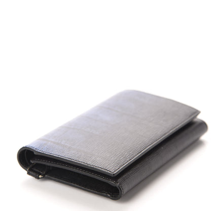 Fendi Vitello Elite Crocodile Print Compact Wallet Black Blue 4 of 8