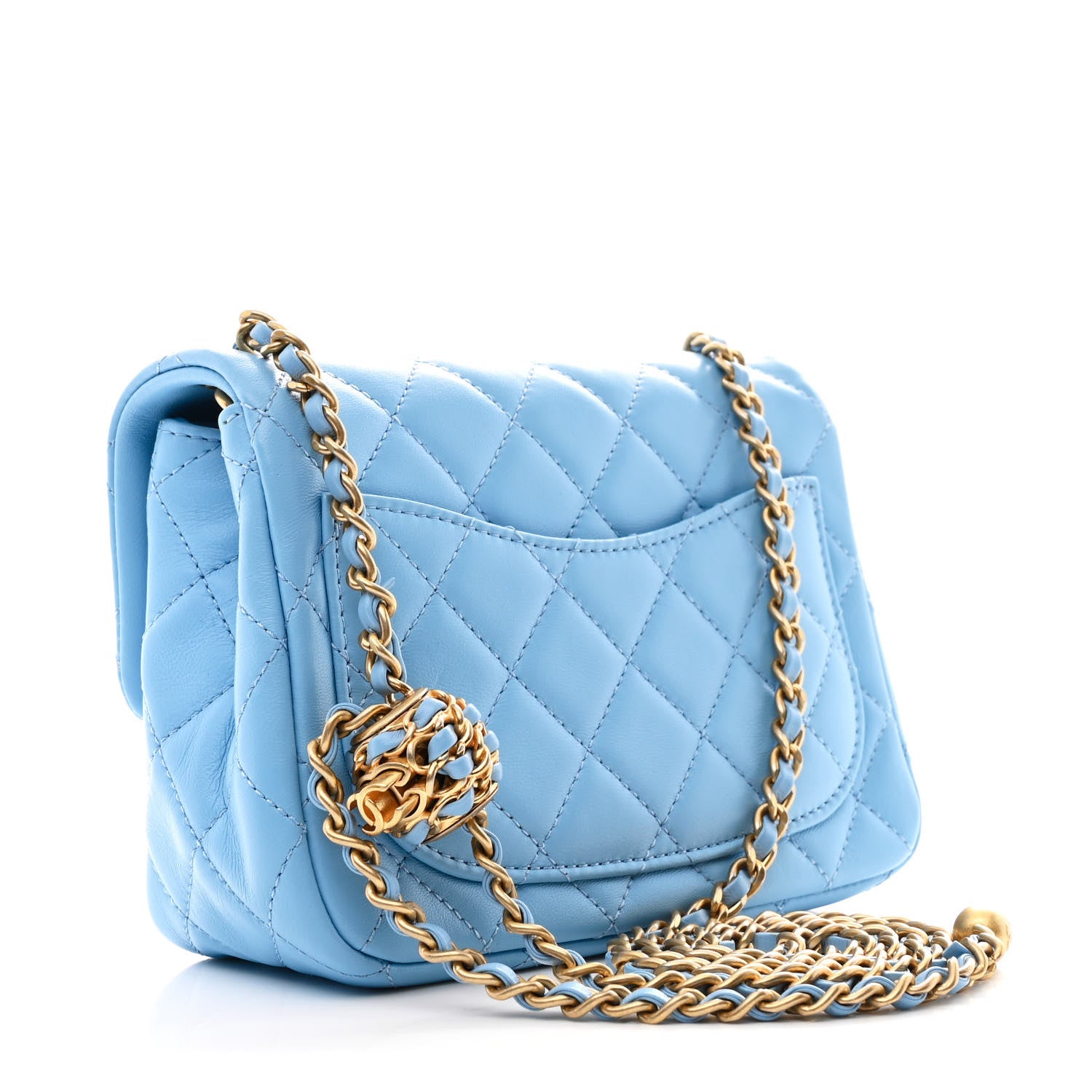 Chanel Lambskin Quilted Mini Pearl Crush Flap Light Blue 1789569