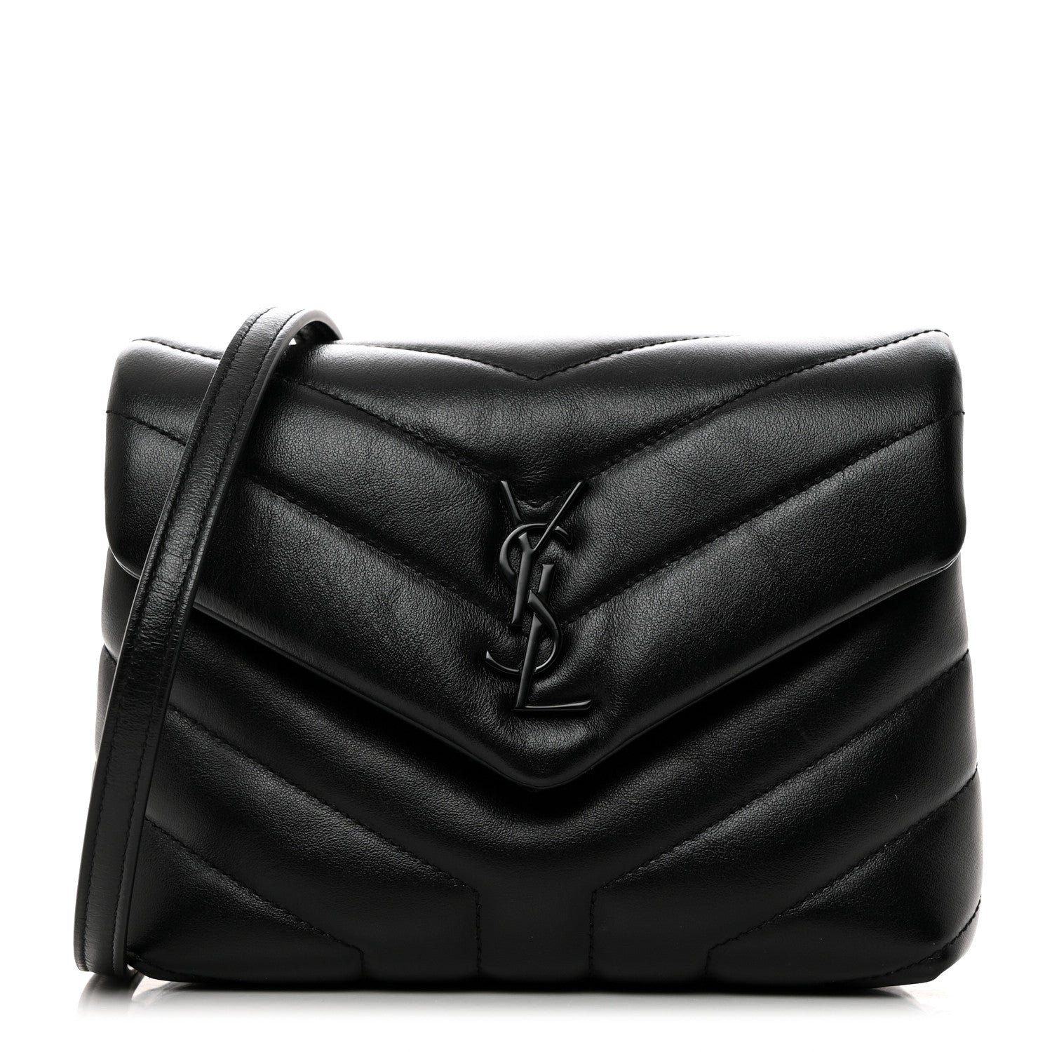 Saint Laurent Calfskin Y Quilted Monogram Monochrome Toy Loulou Crossbody Bag Black 1 of 11