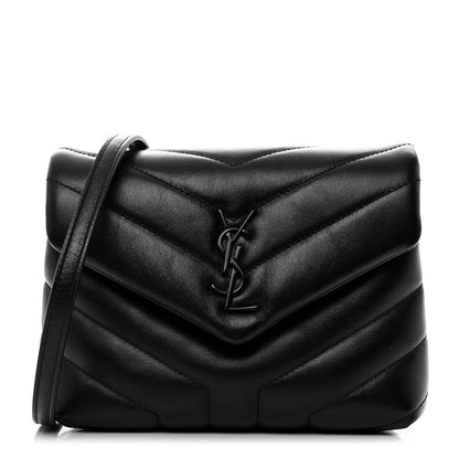 Saint Laurent Calfskin Y Quilted Monogram Monochrome Toy Loulou Crossbody Bag Black 1 of 11