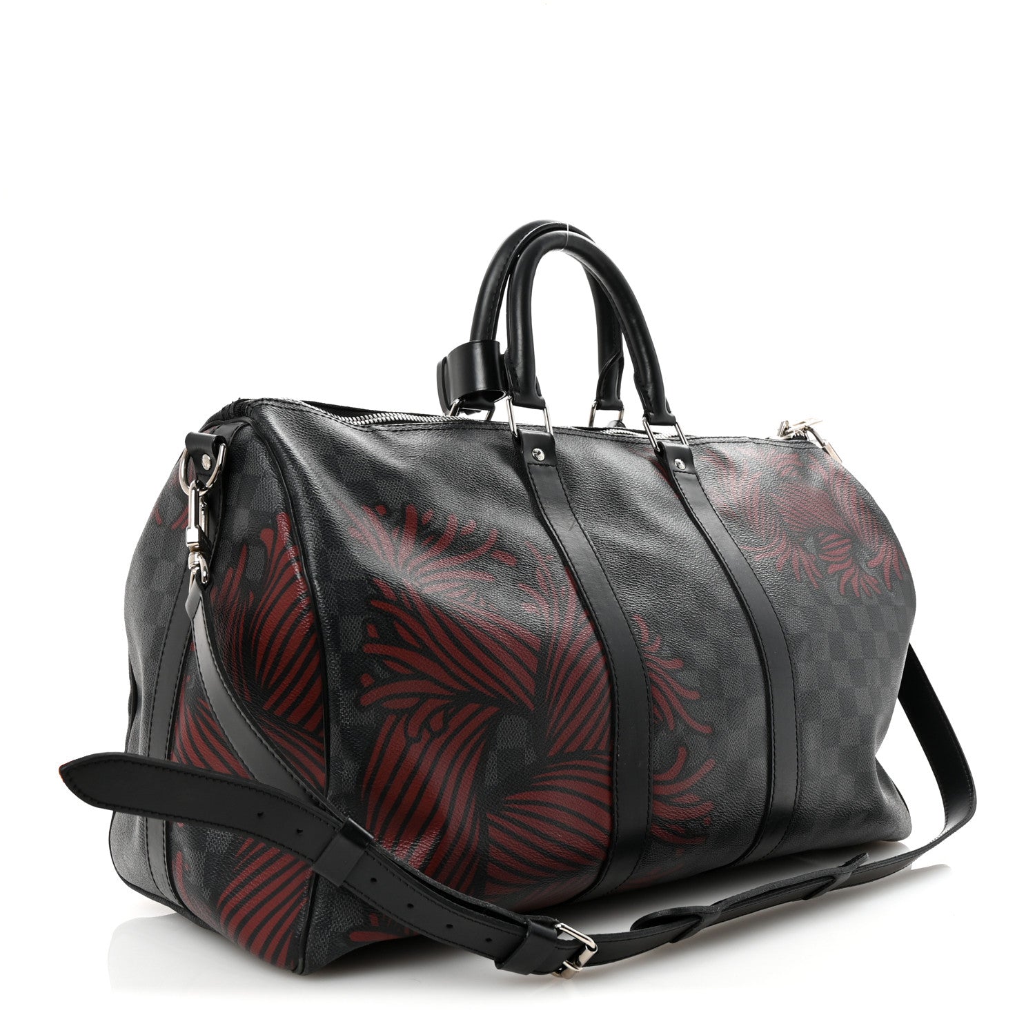 Louis Vuitton Damier Graphite Rope Keepall Bandouliere 45 Red 2 of 9