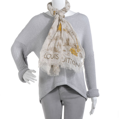 Louis Vuitton Cotton Linen Toile Etole De Louis Pareo Beige 2 of 7