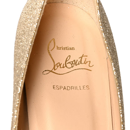 Christian Louboutin Glitter Puglia Espadrille Wedges 39 Platine 7 of 7
