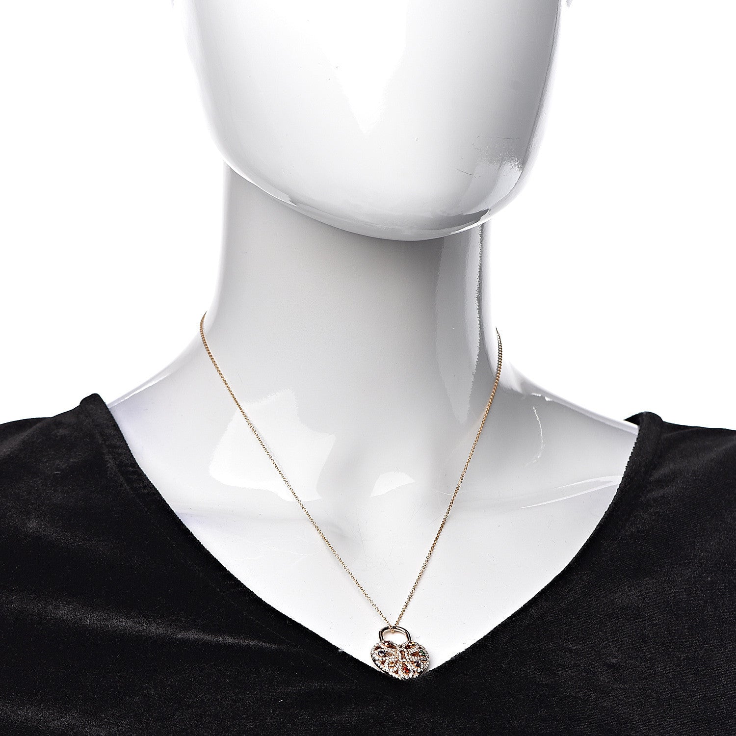 Tiffany 18K Rose Gold Diamond Multistone Filigree Heart Pendant Necklace 2 of 7