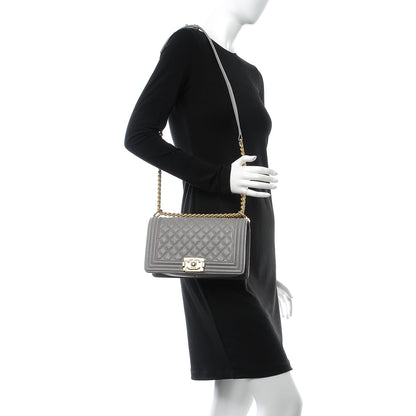 Chanel Caviar Quilted Medium Boy Flap Light Grey 2 of 8