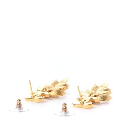 Chanel Crystal Sparkling Wheat CC Earrings Gold 3 of 5