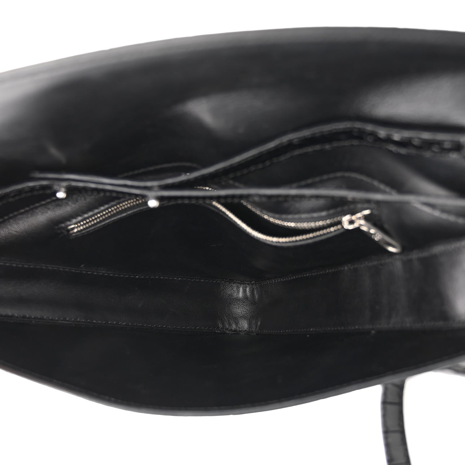 Balenciaga Calfskin Logo Crocodile Embossed Triangle Clutch Black White 5 of 9