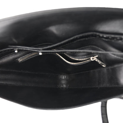 Balenciaga Calfskin Logo Crocodile Embossed Triangle Clutch Black White 5 of 9