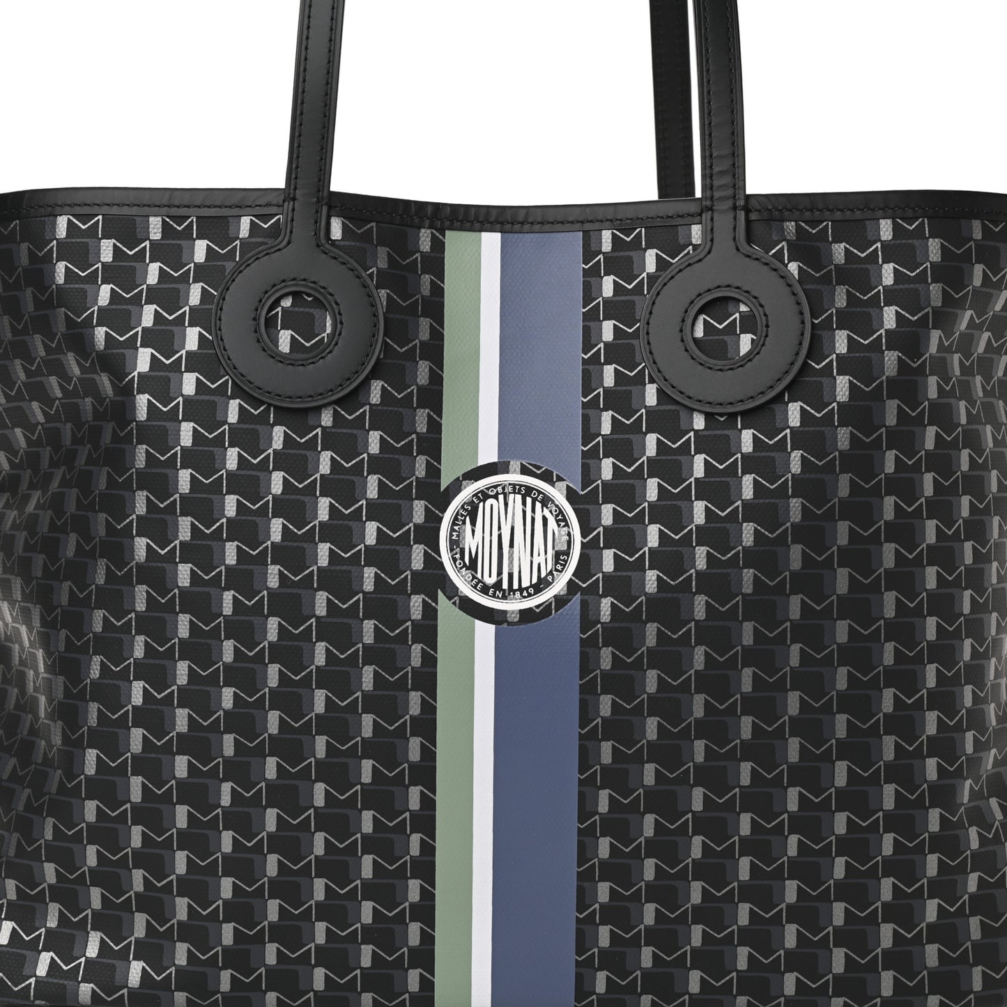 Grained Calfskin Canvas 1920 Oh! Tote Ruban MM Carbon Silver