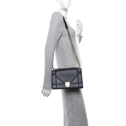 Christian Dior Grained Calfskin Medium Diorama Flap Bag Indigo Blue 2 of 9