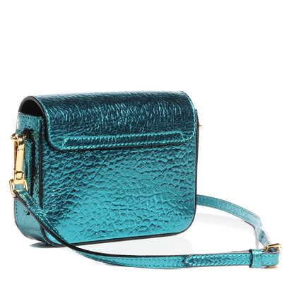 Burberry Metallic Calfskin Bow Detail Berkeley Crossbody Petrol Blue 3 of 9