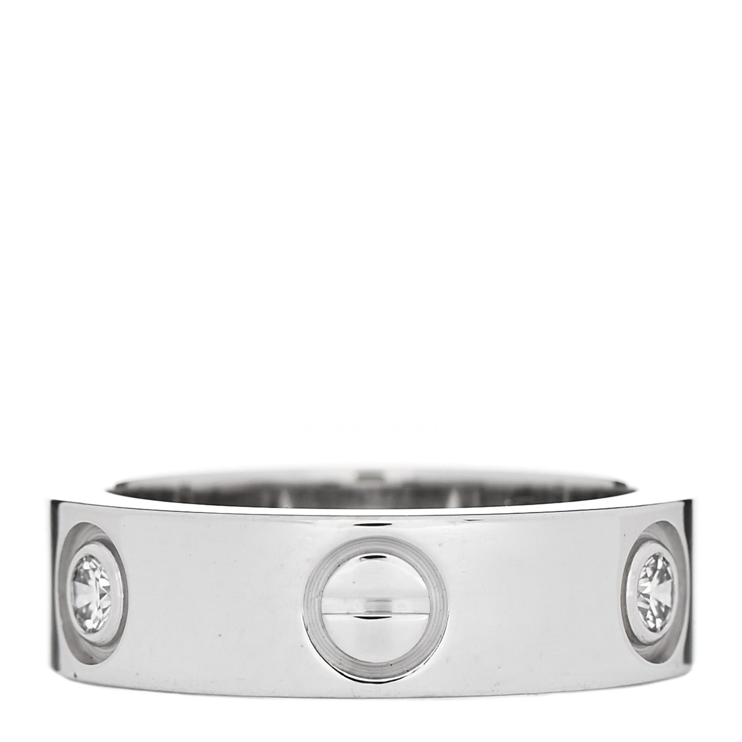 18K White Gold 3 Diamond 5.5mm LOVE Ring 49 5