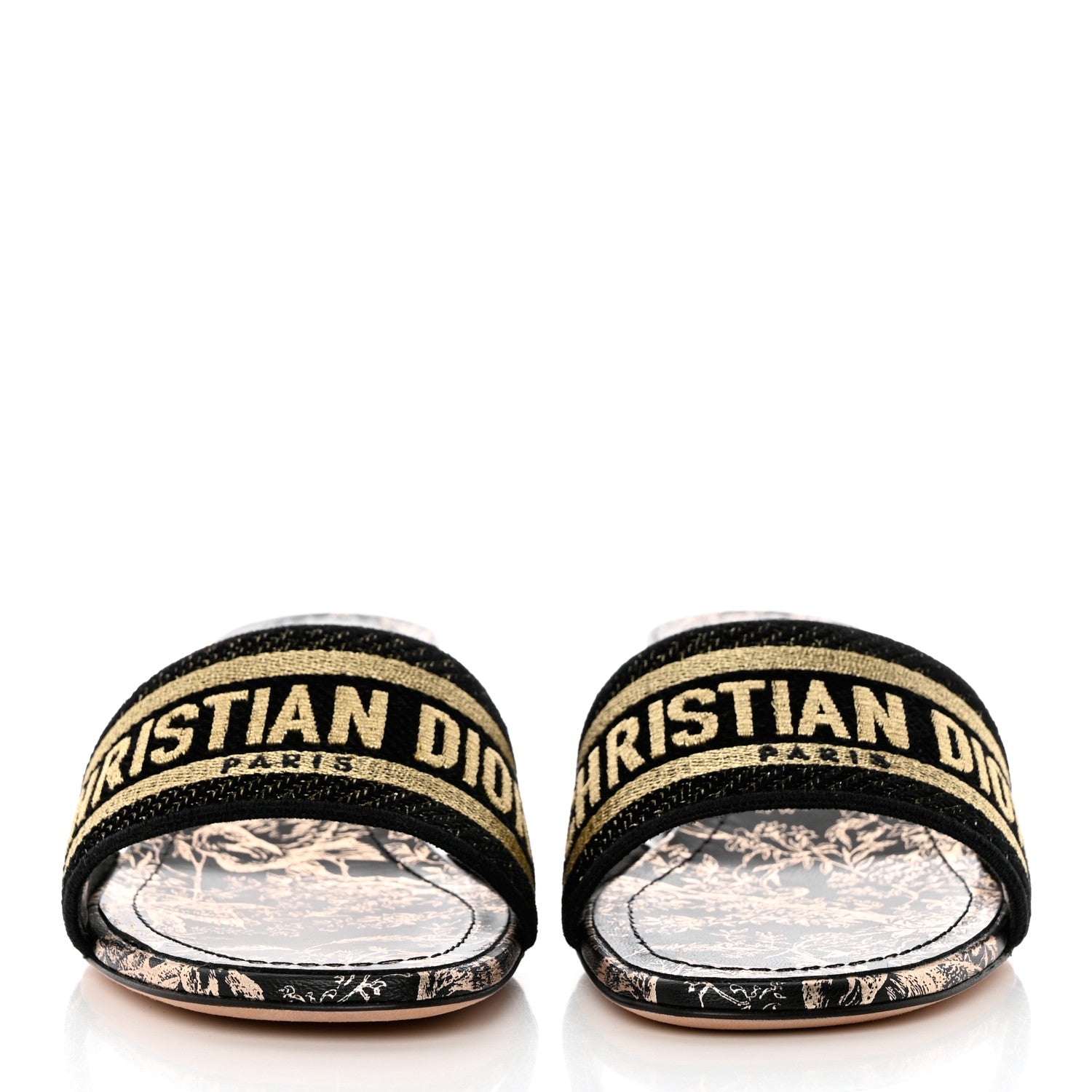 Christian Dior Canvas Lurex Embroidered Dway 40mm Slide Sandals 39