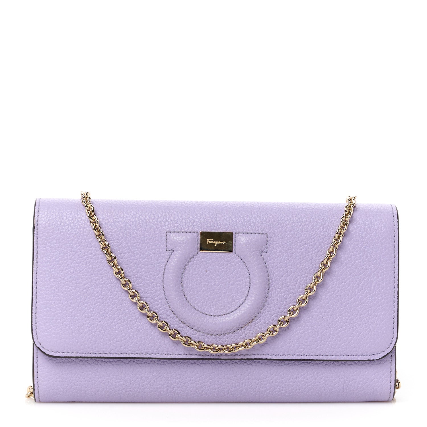 Salvatore Ferragamo Grained Calfskin City Wallet On Chain Spring Crocus 1 of 9