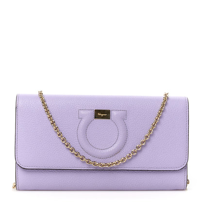 Salvatore Ferragamo Grained Calfskin City Wallet On Chain Spring Crocus 1 of 9