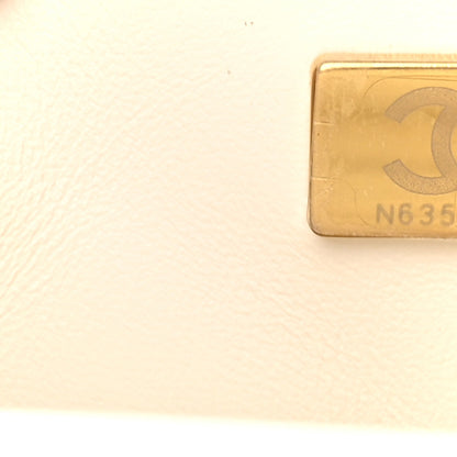 Chanel Shiny Lambskin Quilted Pearl Twist Mini Square Flap White 7 of 10