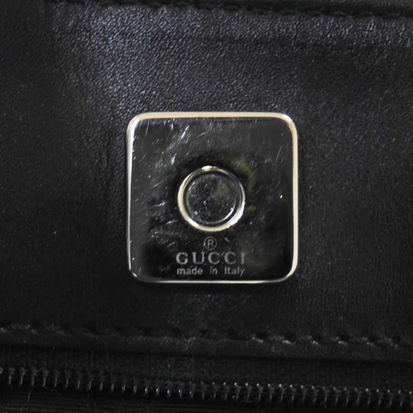 Smooth Leather Web Handles Tote Black