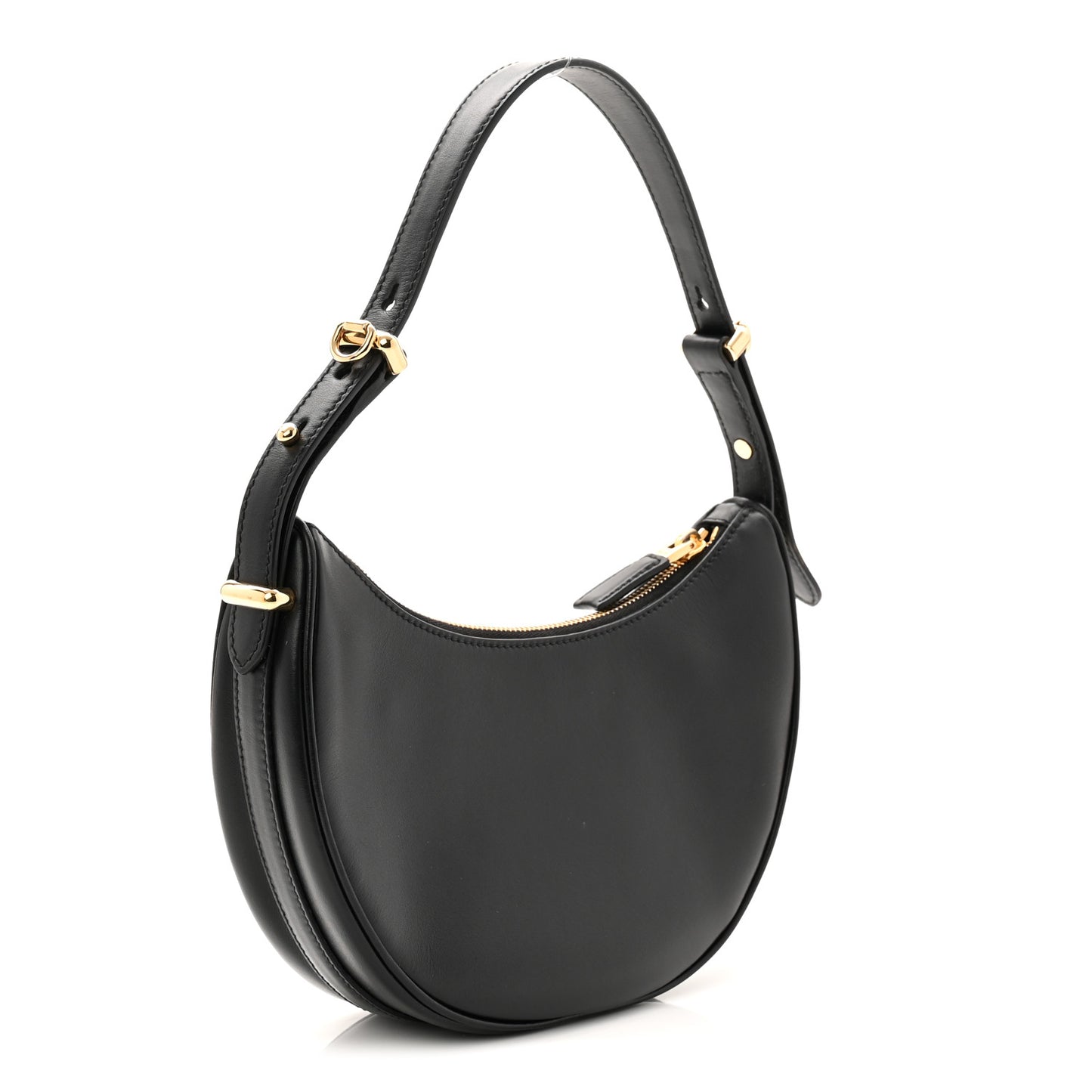 Soft Calfskin Arque Shoulder Bag Black