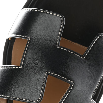 Hermes Box Calfskin Oran Sandals 38 Black 11 of 14