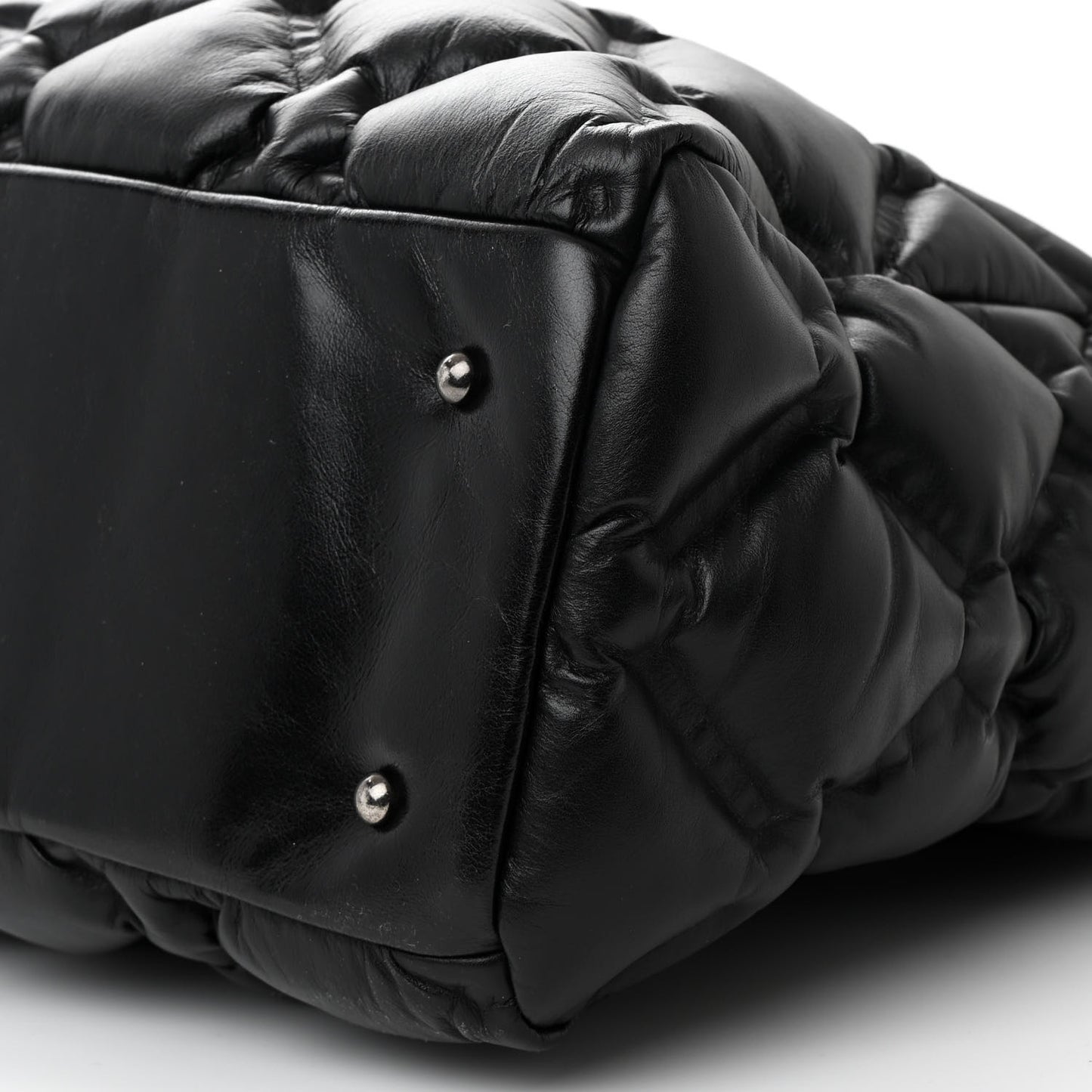 Calfskin Quilted Large Chesterfield Tote Black