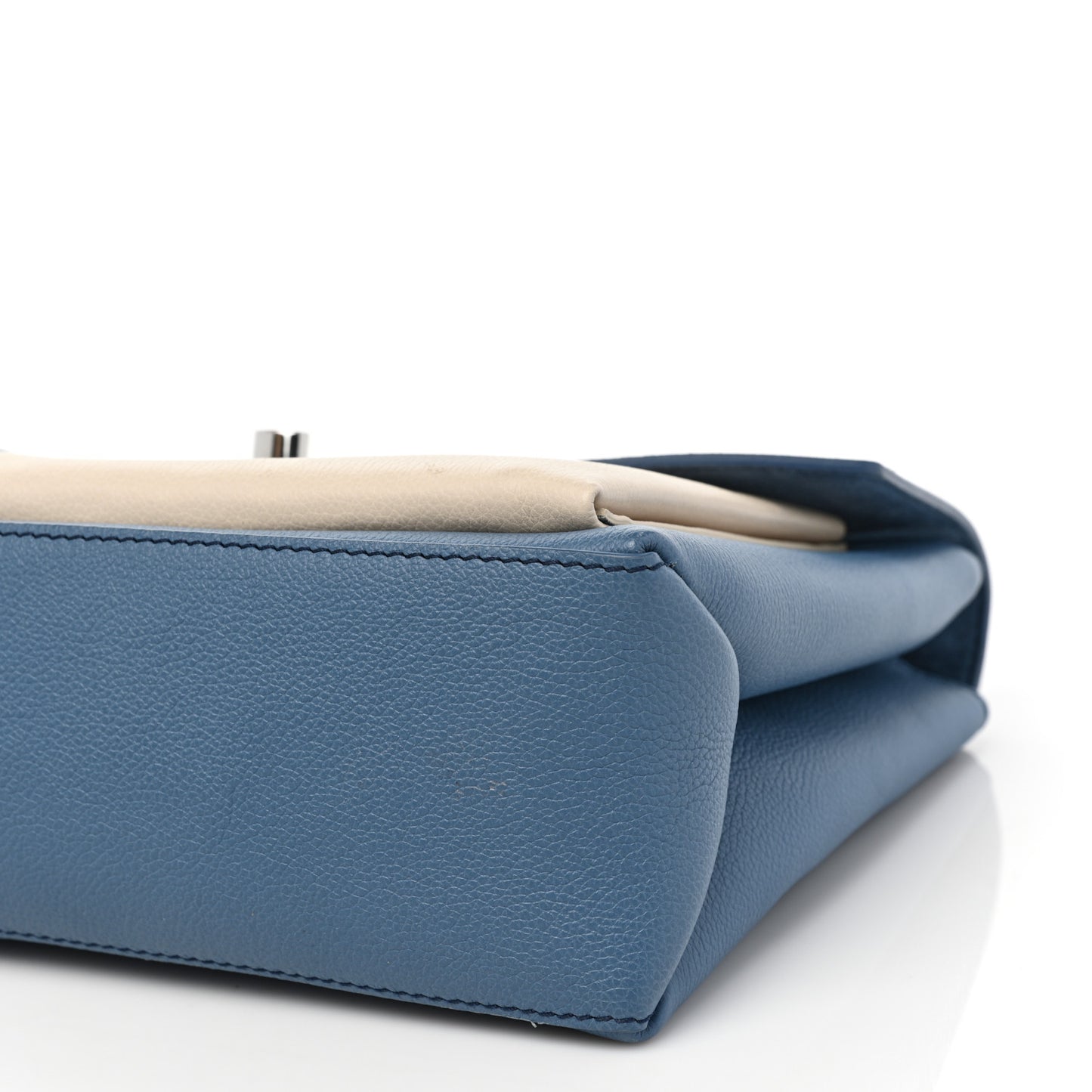 Soft Calfskin My Lockme Top Handle Blue Jean Creme