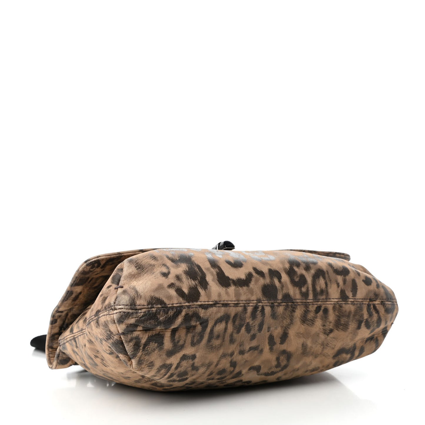 Nubuck Leopard Print Large Happy Shoulder Bag