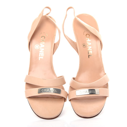 Chanel Lambskin Logo Slingback Sandals 39.5 Beige 5 of 11