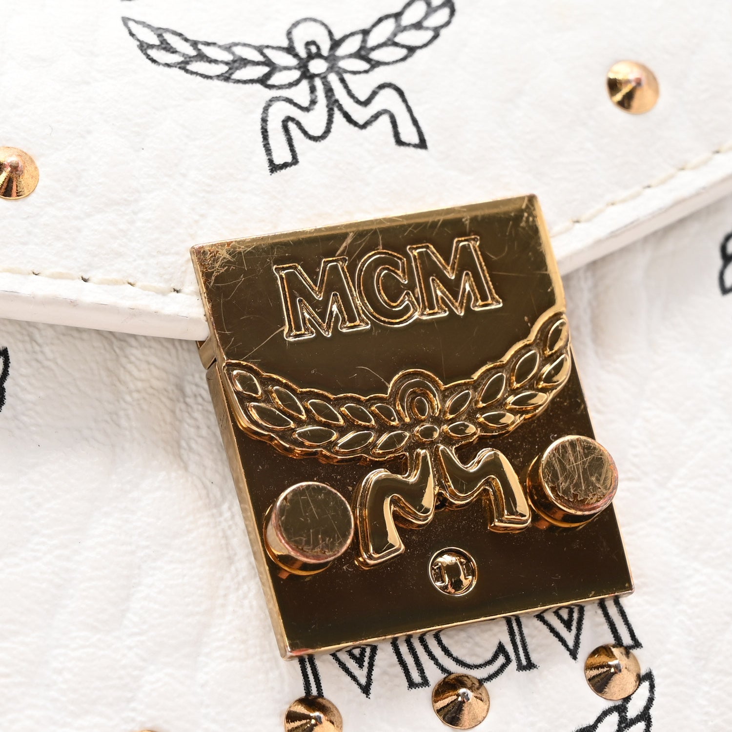 MCM Visetos Mini Accordion Card Wallet White 10 of 10